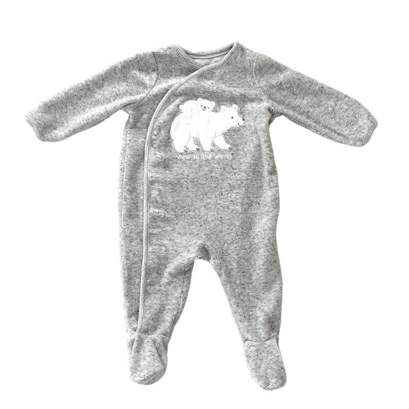 Polar Bear Gray Bodysuit  2-3 Months Boys & Girls - Picture 1 of 10